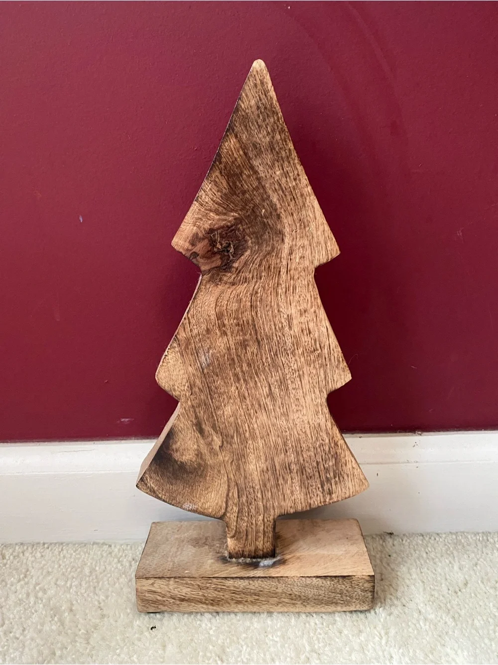 Rustic Carved Wood Christmas Tree Décor - Natural NWT